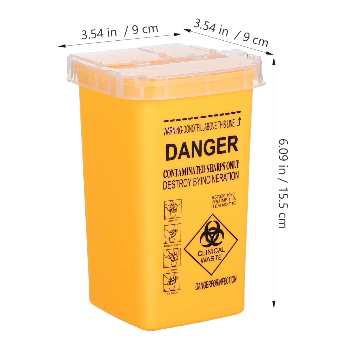 Boîte Dechets Dassri, Collecteur Aiguille Pour Déchets Piquants Et Coupants Boîte De Aiguilles Tatouage Conteneur Jaune Pour Élimination Sécurisée Des Déchets 6,09 x 3,54 x 3,54inch