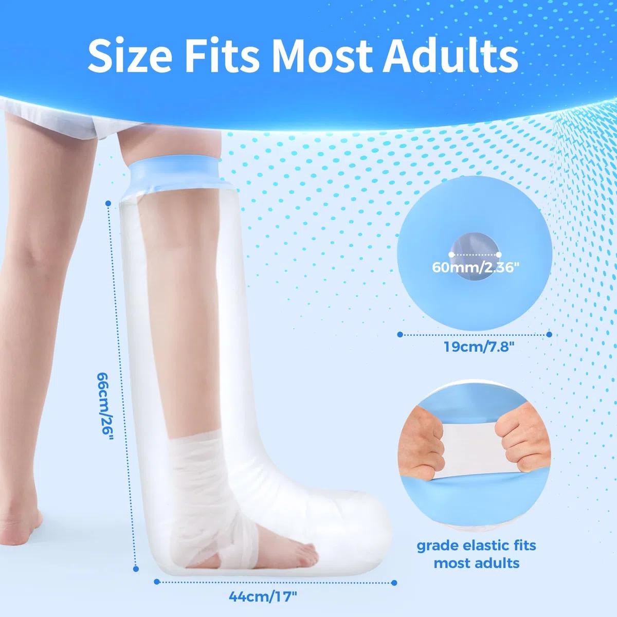 Protection Platre Jambe Adulte, Protège-plâtre Jambe Etanche et Réutilisable Protection Jambe Douche Protecteur de Bandage Sac Douche Platre pour la Jambe Cassée, le Pied