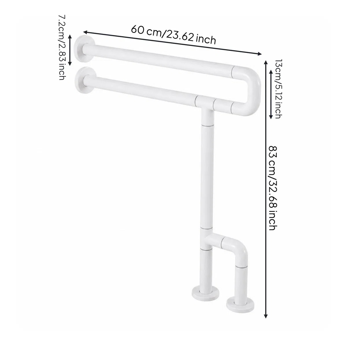 KESOTO Barre D'appui pr lle Bain | Antidérapant, Barre D'appui Murale, Robuste, Double Jambe 60CM