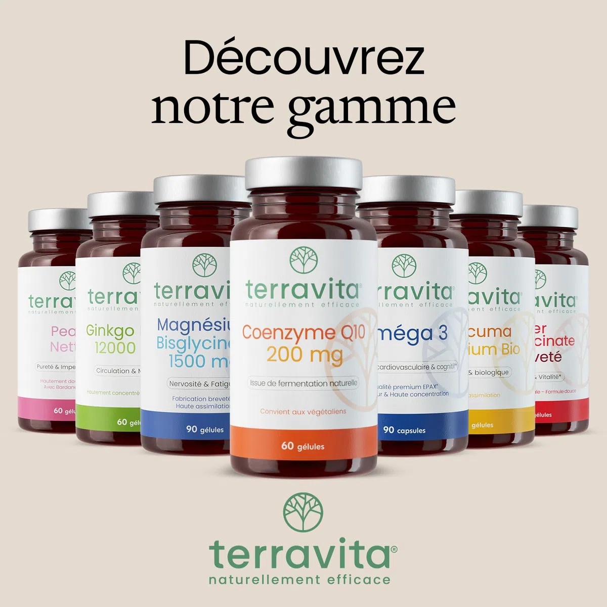 COENZYME Q10 Pure | 200 mg d’Ubiquinone Stable par Dose | Antioxydant Puissant pour Effet Anti-âge | Biodisponibilité Maximale | Fermentation Naturelle | 60 Gélules | Made in France | Terravita