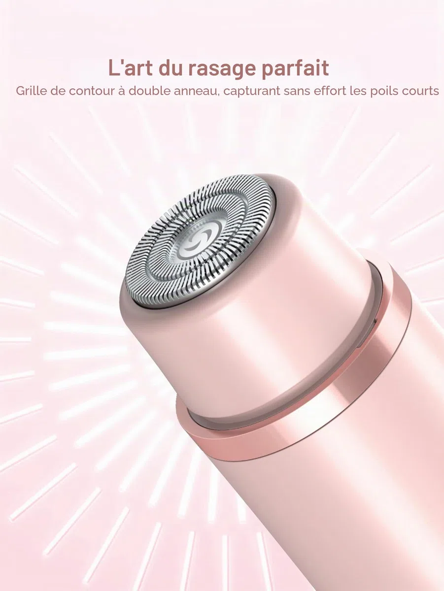Tondeuse bikini 2 en 1 pour femme - Double tête - Rasoir électrique pour femme - Poils pubiens IPX7 - Étanche - Bikini - Bras aisselles - Jambe - Visage - Corps - Rose