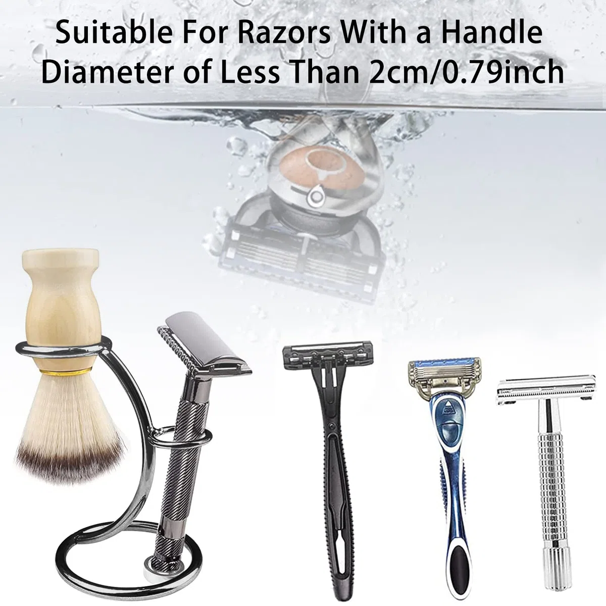 Support de Rasage Universel pour Rasoir et Blaireau, Porte-Brosse en Métal, Professionnel pour Hommes (Noir)