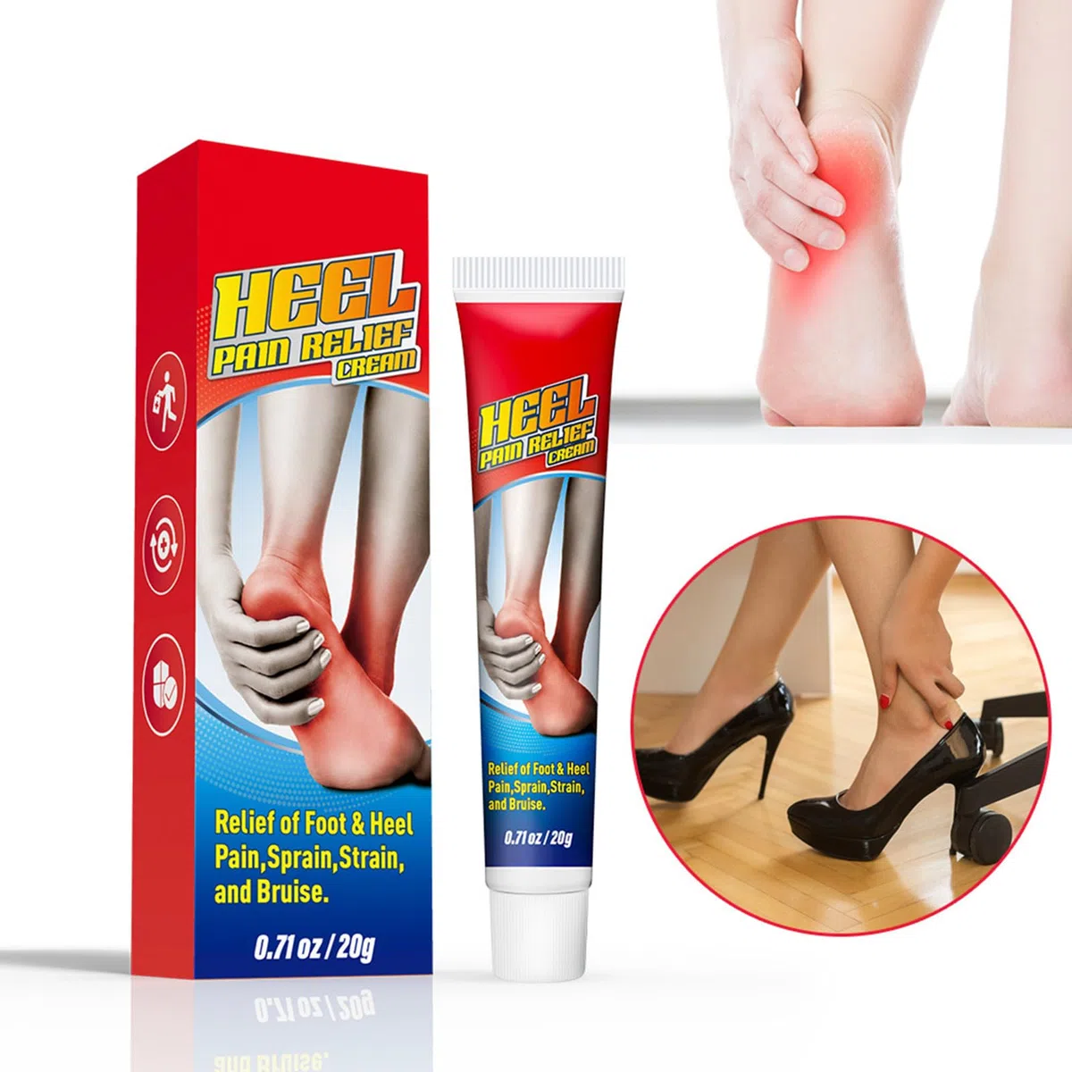 Crème Soulagement de la Douleur au Pied,Pommade Apaisante pour Talons,Crème pour les Pieds,Apaisante pour les Douleurs Musculaires,Heel Pain Ointment,1PC