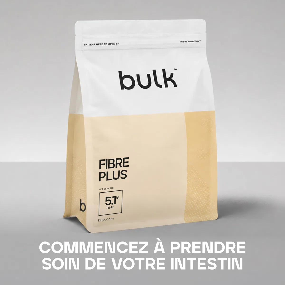 Bulk Fibre Plus, Naturel, 480 g, 60 portions, Soutient la santé digestive & intestinale, Fibres solubles & insolubles, Aide à la santé intestinale, Végan