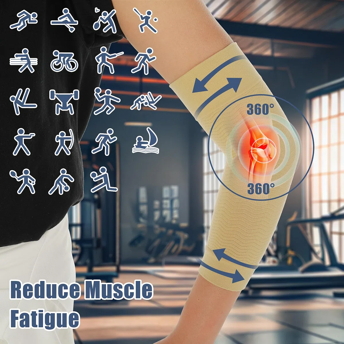 ASTER Lot de 2 paires de manchons de compression pour le travail, le volley-ball, les lymphœdèmes, les varices, les gonflements, les blessures au bras, le sport