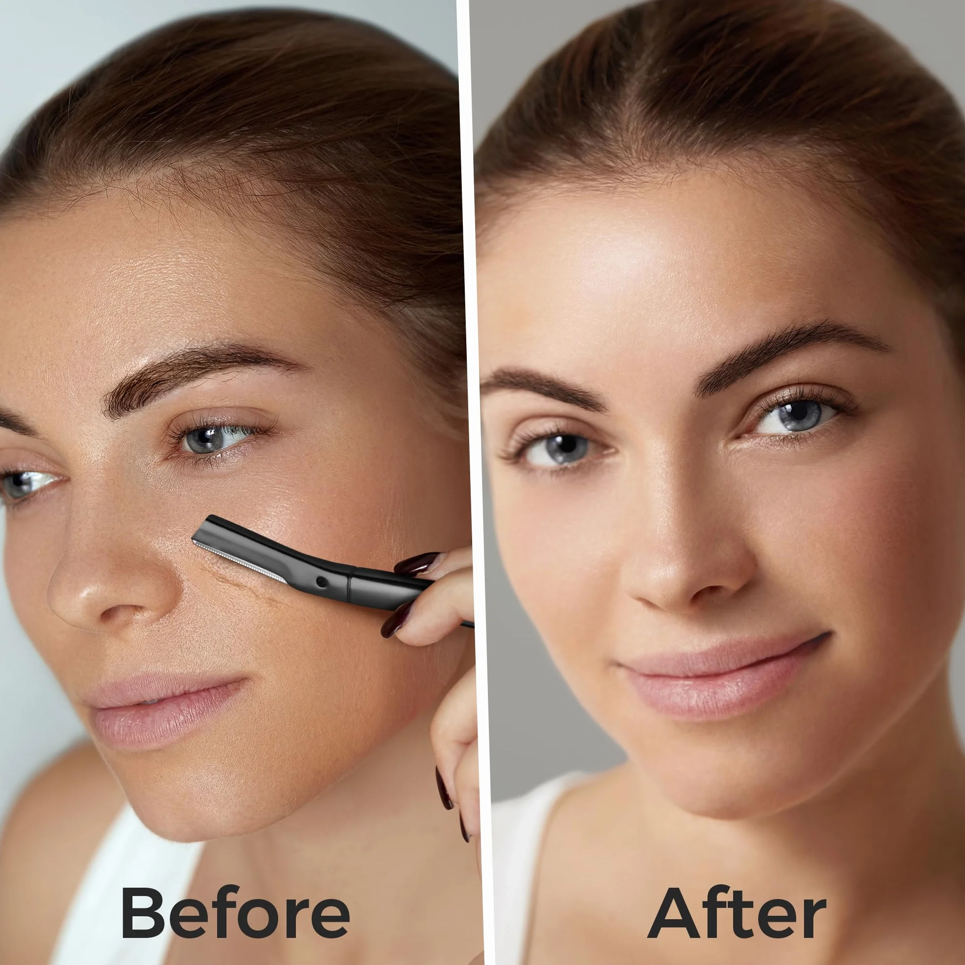 ZOMCHI Outil de dermaplaning pour le visage avec 11 lames de recharge,rasoir Dermaplane pour femme et homme,avec revêtement en silicone de précision,rasoir pour sourcils,rasoir pour le visage,Noir mat