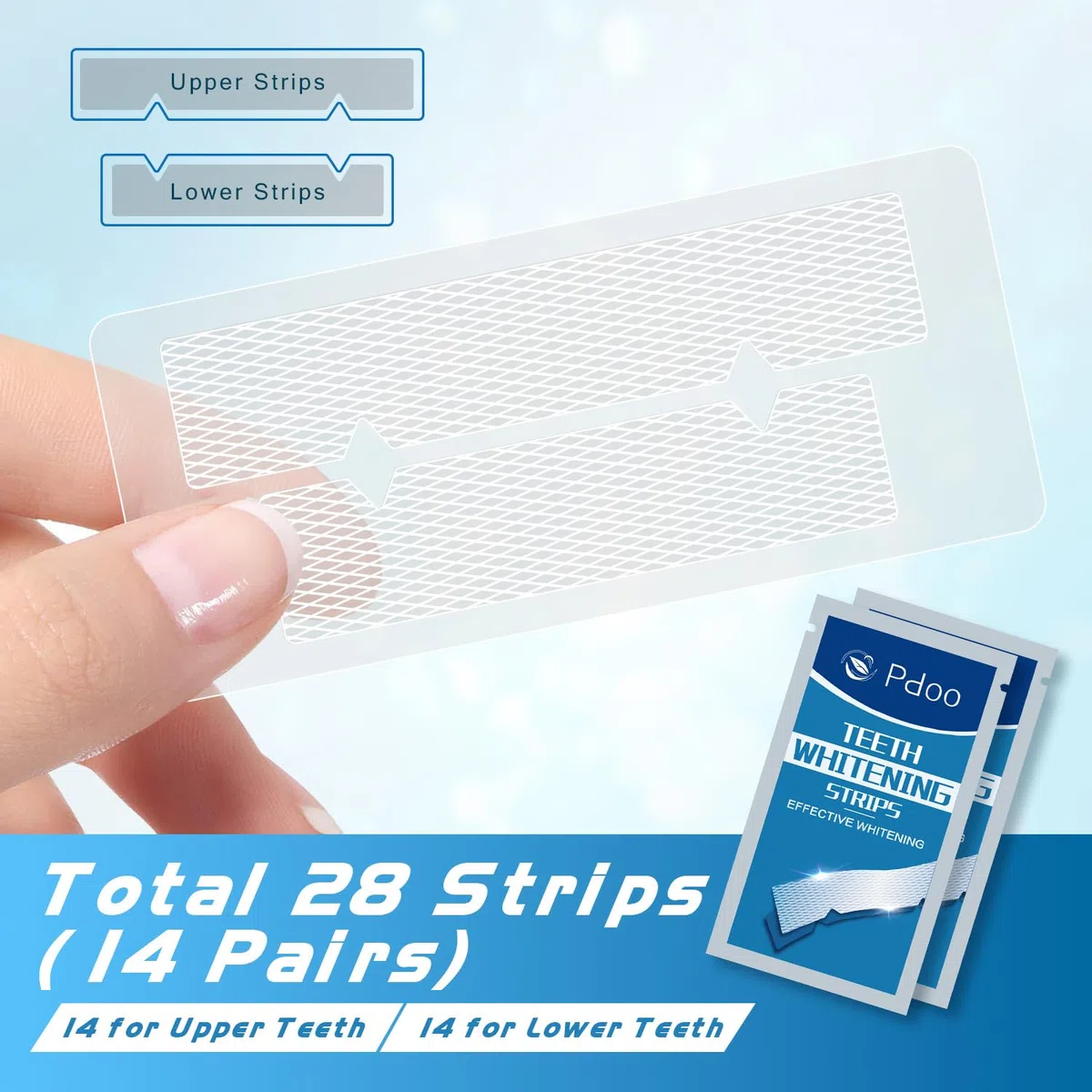 Bande Blanchiment Dentaire 28 Bandes - Blanchiment Dentaire sans Peroxyde - sans Sensibilité - Whitening Strips Efficace, Élimine Taches Café/Thé/Vin, Bandes Blanchissantes Dents 14 Treatments