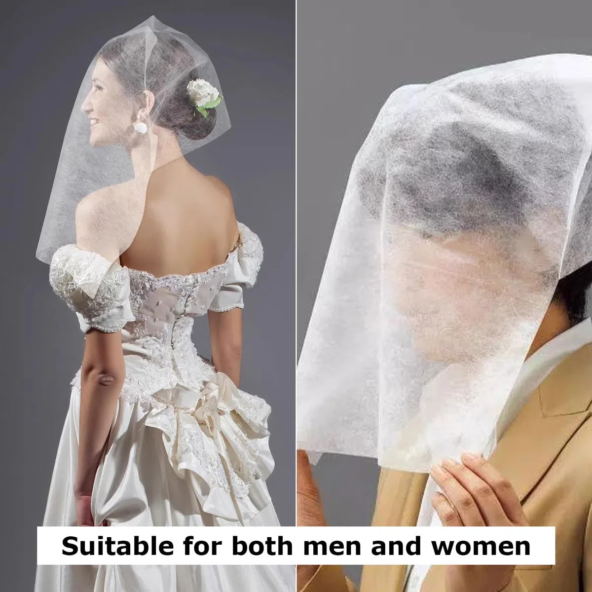 50 Pièces Capuchons de Protection pour Maquillage, Couvre-Visage Jetables en Non-Tissé, Masques de Protection Maquillage, Cagoules Ajustées Respirantes pour Femmes, Dressing, Voyages, Mariage