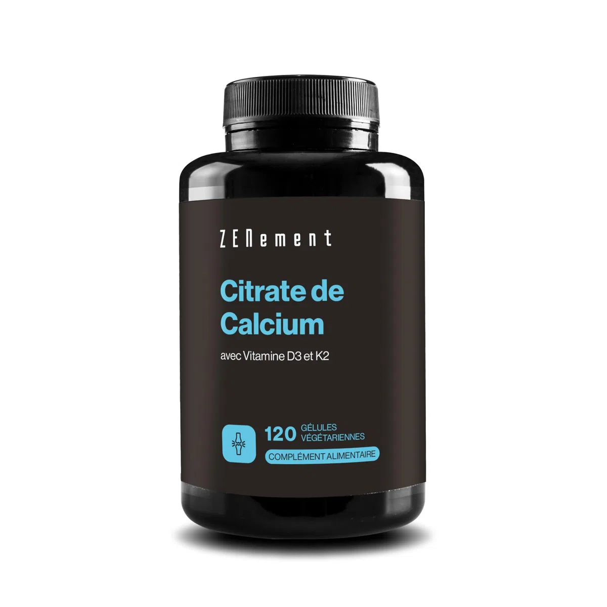Citrate de Calcium avec Vitamine D3 et K2 - Pour des Dents, des Os et des Muscles Normaux - Formule Améliorée avec D3 et K2 - Haute Absorption - 120 Gélules Végétariennes