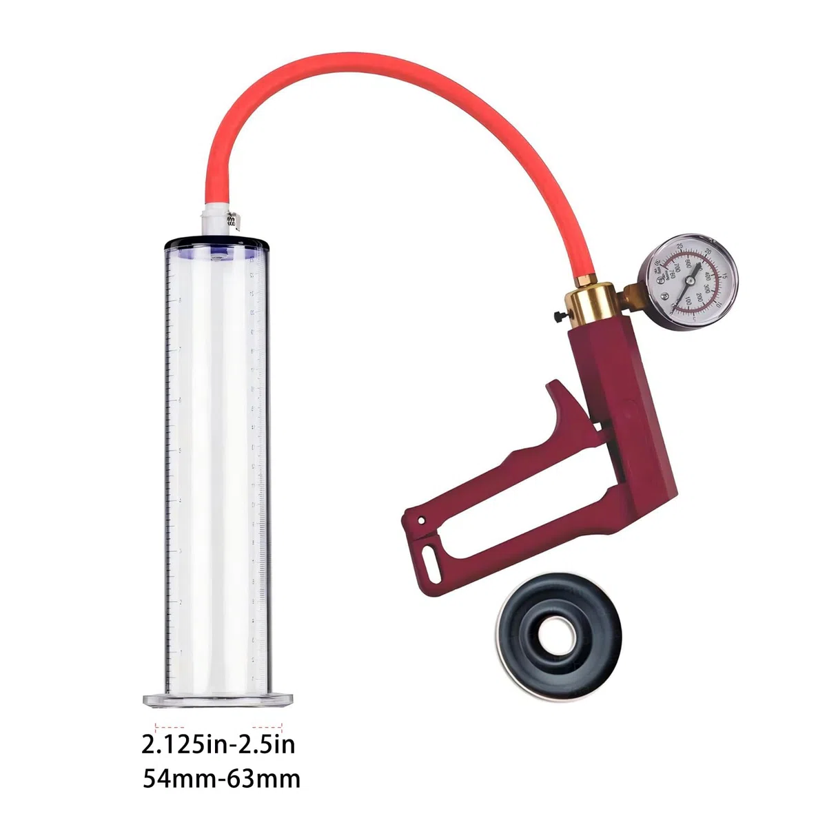 Pompes à Pénis Sex Toýs Homme Accessoires pour Pompe Penis Tuyau et Joint en Silicone pour Pompe à Vide Manuelles avec Poignée en Métal pour l'Exercice du Pénis Masculin Toy (MM)
