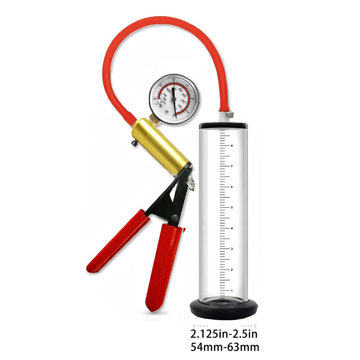 Pompes à Pénis Sex Toýs Homme Accessoires pour Pompe Penis Tuyau et Joint en Silicone pour Pompe à Vide Manuelles avec Poignée en Métal pour l'Exercice du Pénis Masculin Toy (MM)