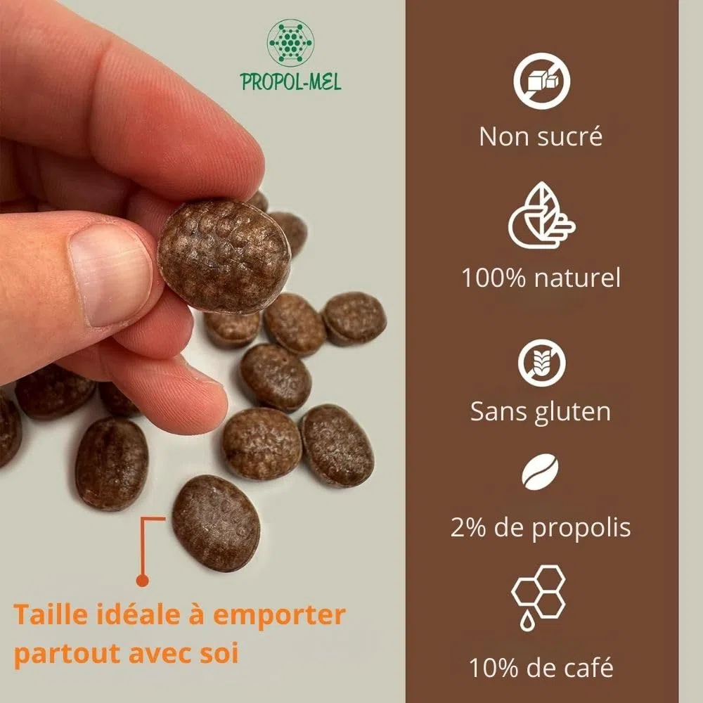 Propol-Mel - Bonbons au Café et au Propolis 500g | Sans Sucre | Sans Gluten | Artisanaux d'Espagne | Soin Buccal et de la Gorge | Café Intense et Propolis | Pour la Mauvaise Haleine