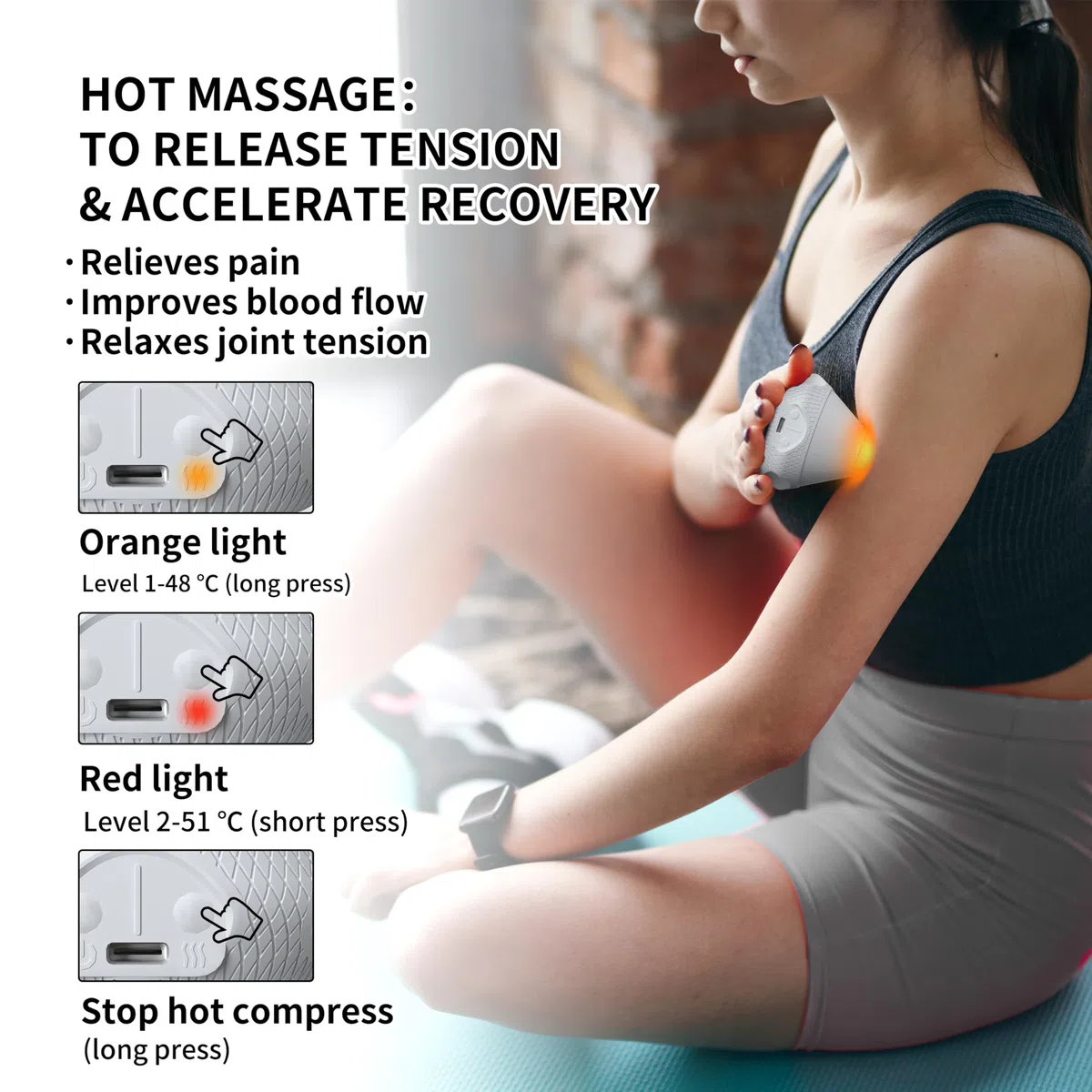 PROIRON Boules de massage avec ventouse,Soulage l'épaule, les Bras, le Dos, l'abdomen, les Jambes, les Mollets, la Tension des Pieds ou des Muscles,gris(Vibration + Chauffage)