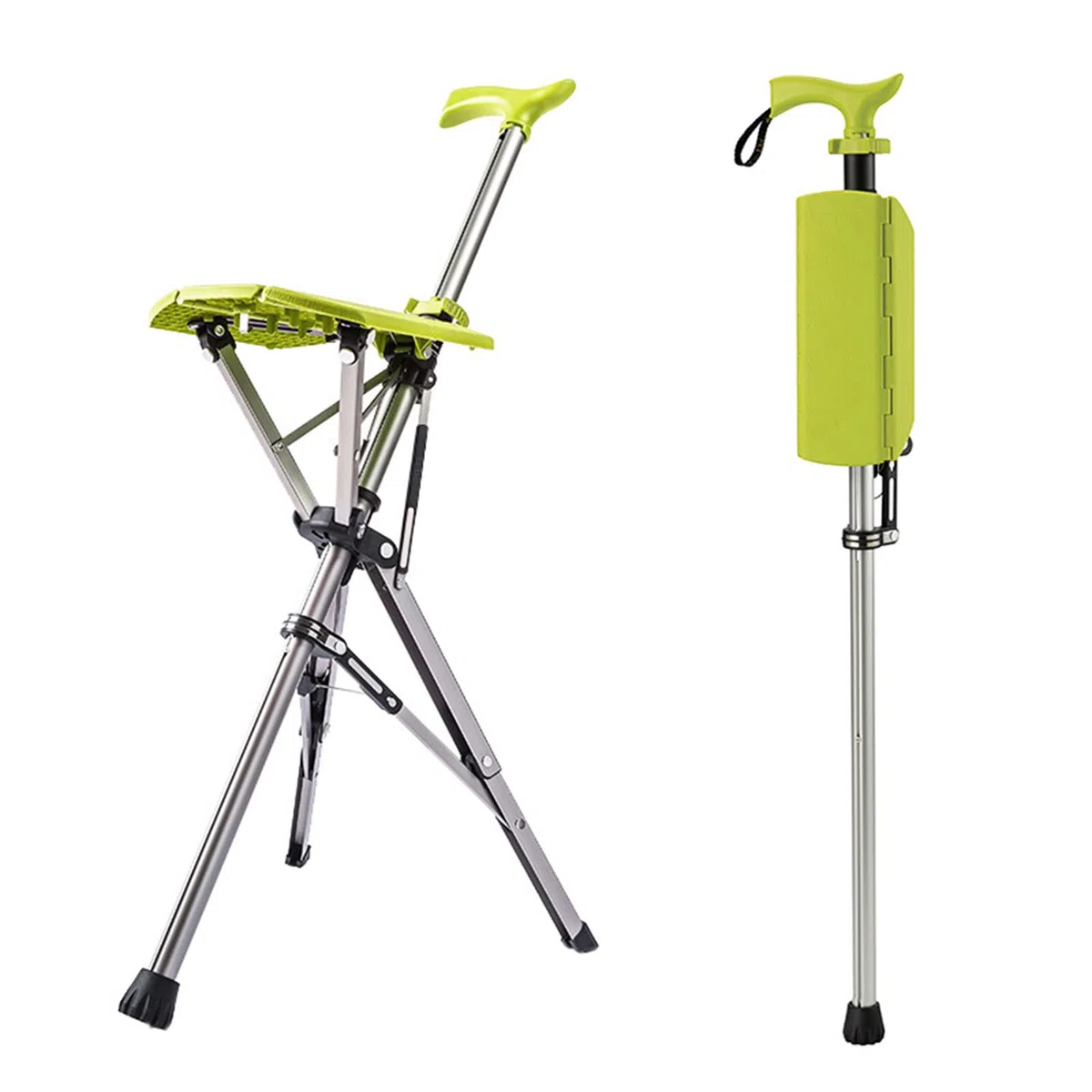 Canne pliante avec siège – Canne légère et portable réglable en hauteur – Chaise robuste en aluminium pour personnes âgées – Pratique et polyvalente