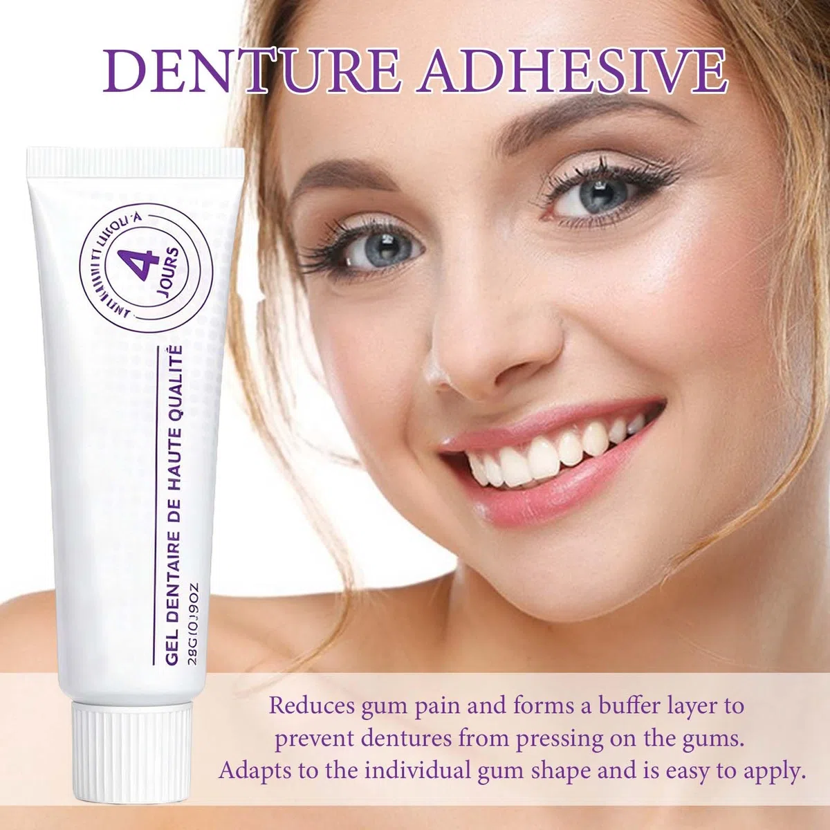 2 Pièces Colle Dentaire Extra Forte à Fixation Longue Durée, Douces Fiables, Crème Adhésive pour Prothèses Faciles à Utiliser et à Fixation Sûre, pour Prothèses Complètes et Partielles