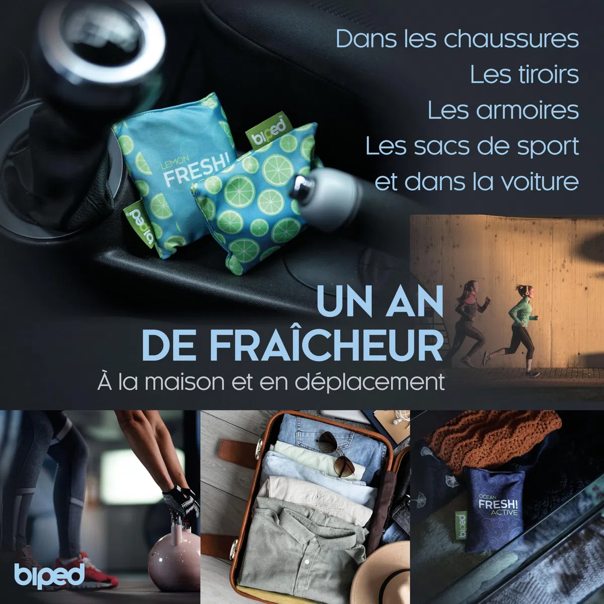 biped FRESH! ACTIVE – Déodorant pour chaussures avec charbon actif de bambou – coussin parfumé ou version PURE sans huile – contre la transpiration et les mauvaises odeurs z2926(LEMON)