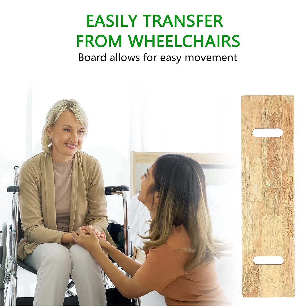 YPCBYNBS Planche de transfert, dispositif d'aide à glissière en bois pour transférer les patients, les personnes âgées, les personnes âgées et les handicapés d'un fauteuil roulant, d'un lit, d'une