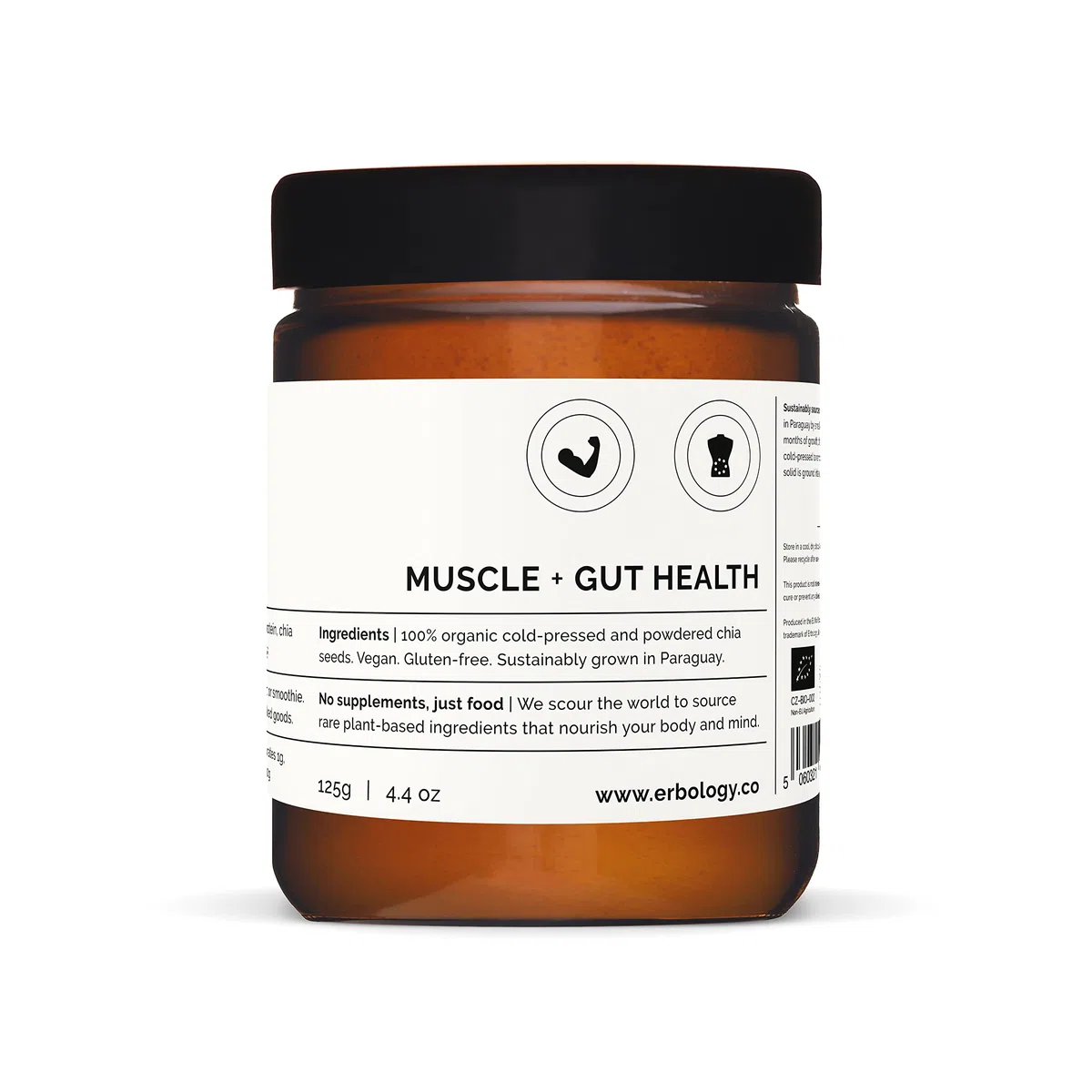 100% Poudre de Chia Bio 125 g - Pressée à Froid - Riche en Fibres et en Protéines - Riche en Minéraux - Crue, Végétalienne et Sans Gluten - Sans OGM - Sans Additifs ni Conservateurs