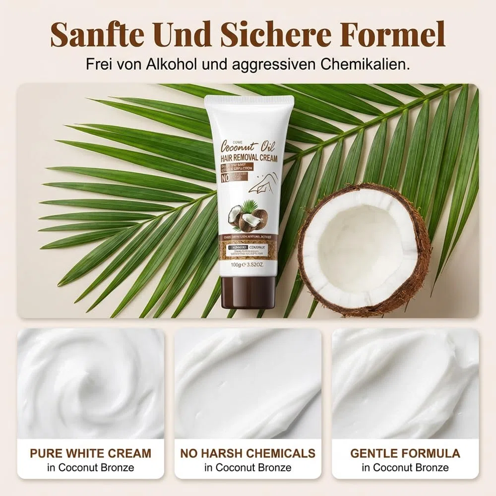 Crème Dépilatoire Intime Corps Jambes, Creme Epilatoire Homme Femme Partie Intime au Huile de Coco, Épilation Douce Sans Douleur, Alternative au Rasoir Intime et Kit Epilation Cire (2 Pcs)