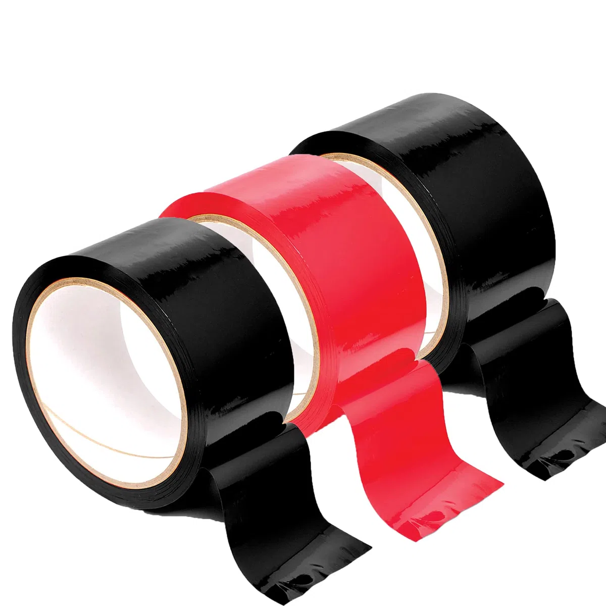 Aïe ! - Bondage Tape 20m de long - 5cm de large 3PC Design Tape sans statique, Bande de bondage SM polyvalente pour les jeux sexuels couples femmes hommes (2Noir 1Rouge)