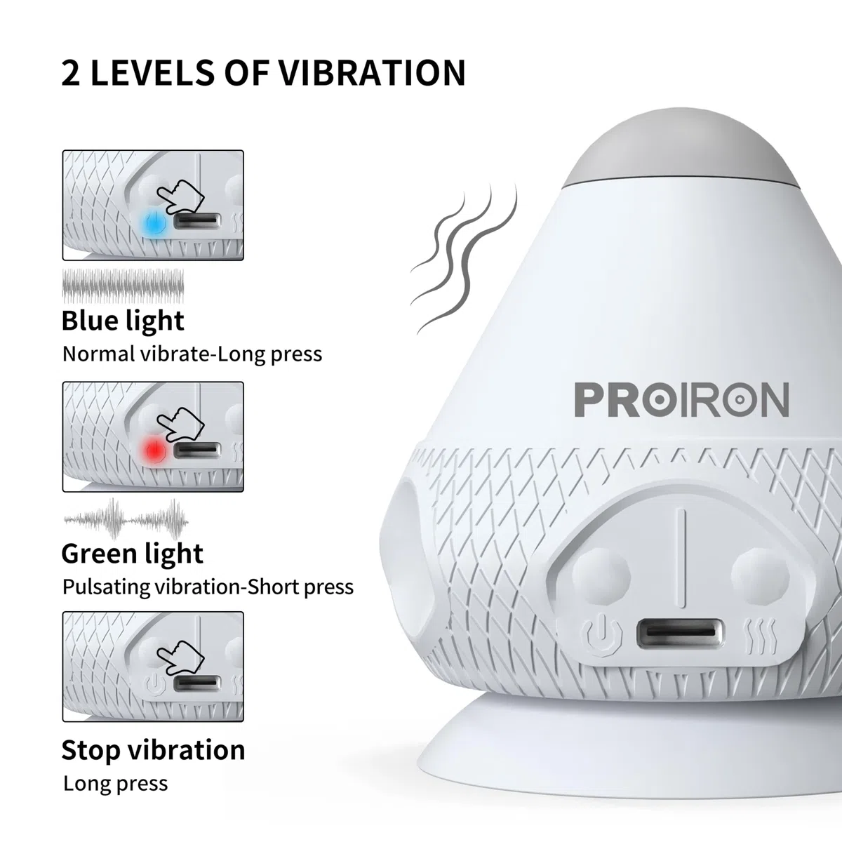 PROIRON Boules de massage avec ventouse,Soulage l'épaule, les Bras, le Dos, l'abdomen, les Jambes, les Mollets, la Tension des Pieds ou des Muscles,gris(Vibration + Chauffage)
