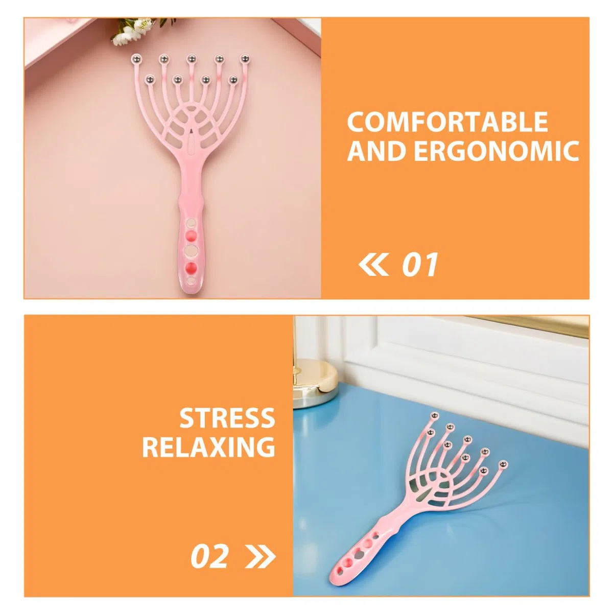 2 Pièces Head Scalp Massager Tool Ergonomic Plastic Scratcher With Steel Balls For Scalp Stimulation Hair Care And Stress Relief At Home Spa