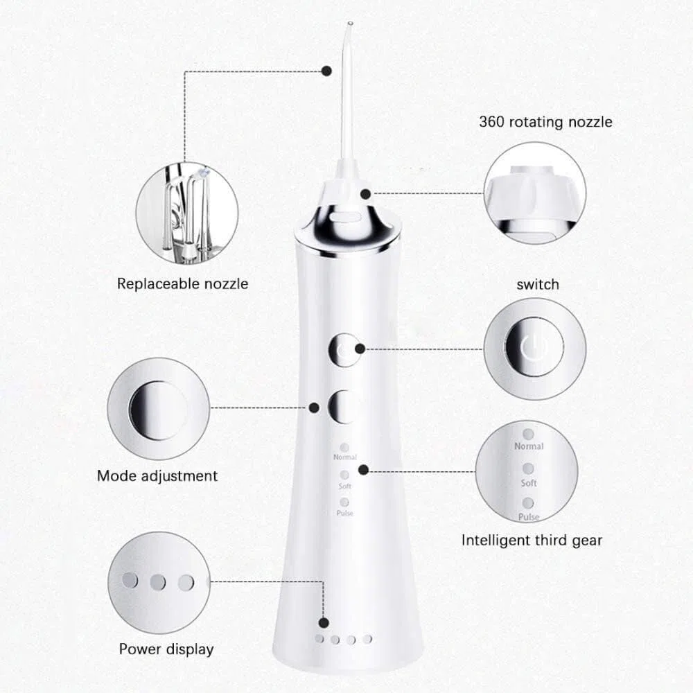 Irrigateur buccal Portable, irrigateur électrique Professionnel Rechargeable par USB, 3 Modes, Nettoyeur de Dents étanche