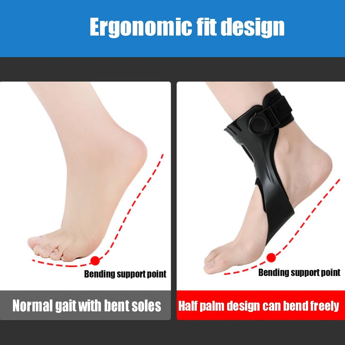 Orthèse de pied tombé, orthèse de cheville avec support pour pied tombé avec airbag gonflable confortable pour hémiplégie, accident vasculaire cérébral, chaussures de marche, B/Left-Medium