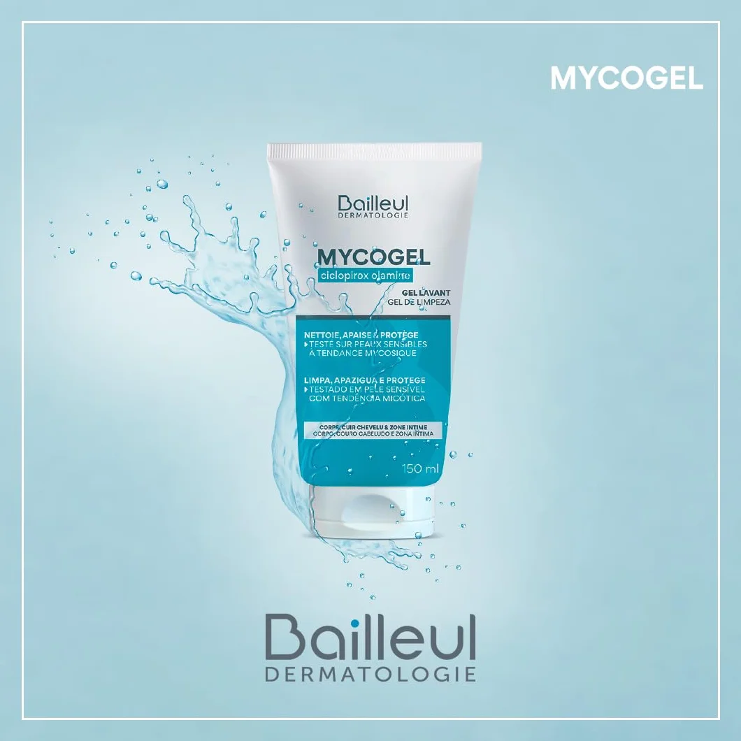 Bailleul | Mycogel | Gel lavant contre les mycoses cutanées | Nettoie, Apaise et Protège | Peaux et muqueuses génitales sensibles à tendance mycosique | Vegan | 150 ml
