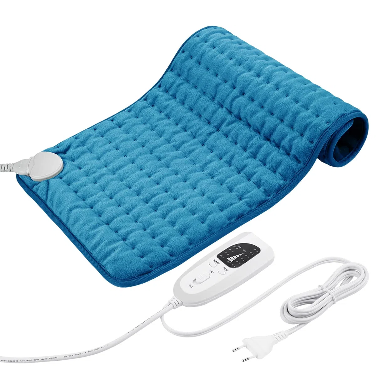 Coussin Chauffant, Couverture Chauffante pour le dos, le cou, les épaules et le ventre avec fonction d'arrêt automatique, Flanelle Douce bleu, 30 X 60 cm