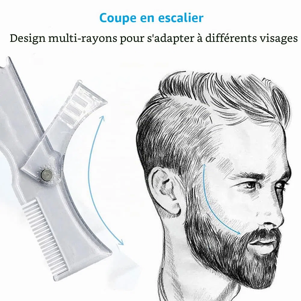 Pochoir de façonnage de barbe pour boucin, moustache, pattes, poils du visage, guide de toilettage pour homme