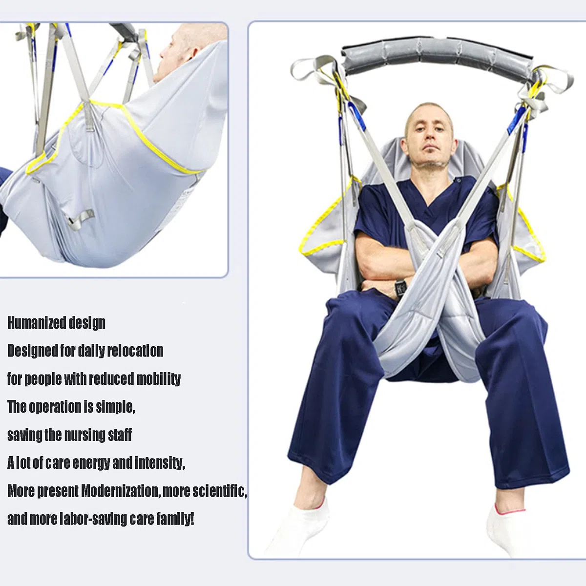 Élingue De Toilette d'ascenseur De Patient pour La Douche À Usage Domestique Ceinture De Transfert Électrique avec Soutien De La Tête,M