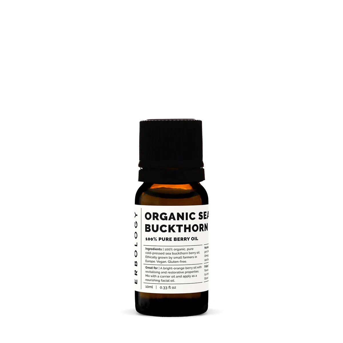 Huile d'argousier 100 % bio 10 ml – Pressée à froid 50:1 – Qualité supérieure – Riche en oméga7 et bêtacarotène – Droit de la ferme – Sans OGM – Sans additifs ni conservateurs – Bouteille en verre